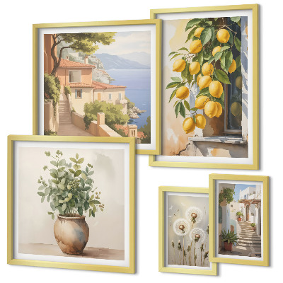 Polyptic înrămat Accente de citrice în stil mediteranean
