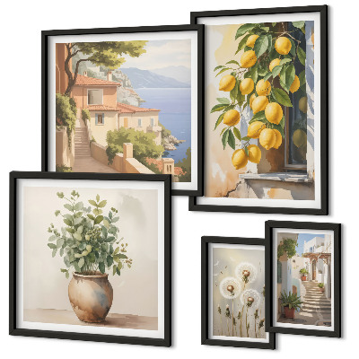 Polyptic înrămat Accente de citrice în stil mediteranean