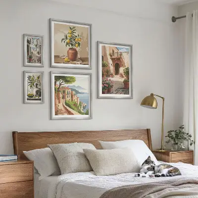 Set de tablouri decorative pentru perete cu model de flori în stil mediteranean