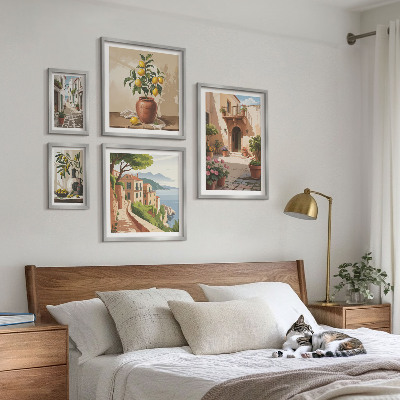 Decorațiune de perete set tablouri Flori de străzi în stil mediteranean