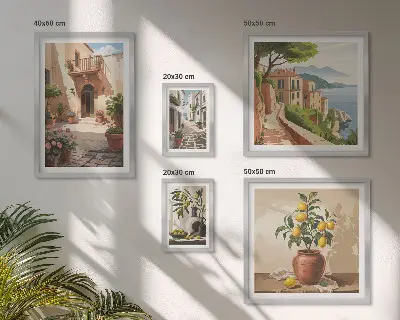 Set de tablouri decorative pentru perete cu model de flori în stil mediteranean