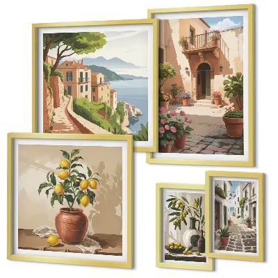 Set de tablouri decorative pentru perete cu model de flori în stil mediteranean