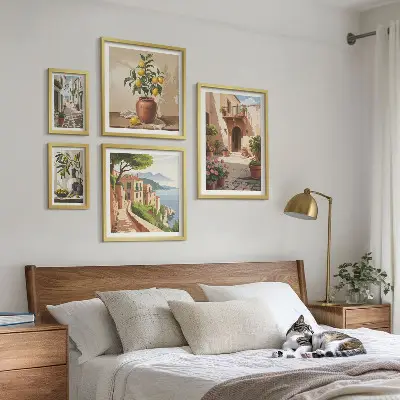 Set de tablouri decorative pentru perete cu model de flori în stil mediteranean