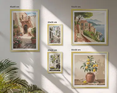 Set de tablouri decorative pentru perete cu model de flori în stil mediteranean