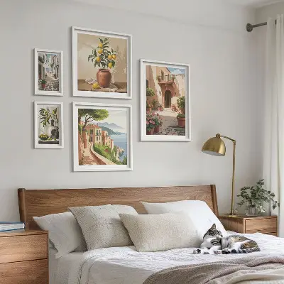 Set de tablouri decorative pentru perete cu model de flori în stil mediteranean