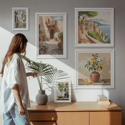 Set de tablouri decorative pentru perete cu model de flori în stil mediteranean