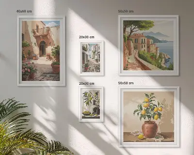 Set de tablouri decorative pentru perete cu model de flori în stil mediteranean