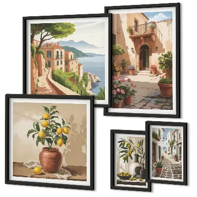 Set de tablouri decorative pentru perete cu model de flori în stil mediteranean