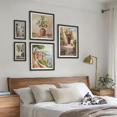 Set de tablouri decorative pentru perete cu model de flori în stil mediteranean