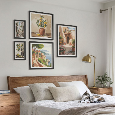 Decorațiune de perete set tablouri Flori de străzi în stil mediteranean