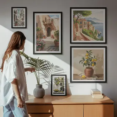 Set de tablouri decorative pentru perete cu model de flori în stil mediteranean