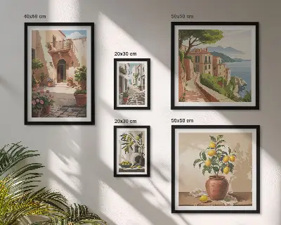 Set de tablouri decorative pentru perete cu model de flori în stil mediteranean