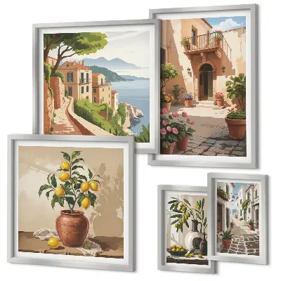 Set de tablouri decorative pentru perete cu model de flori în stil mediteranean