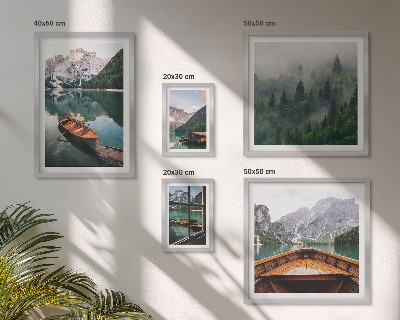 Polyptic înrămat Bărci calme pe lacuri de munte
