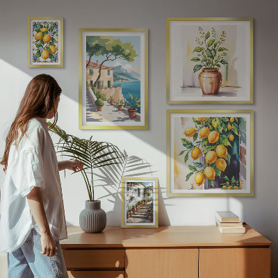 Decorațiune de perete set tablouri Peisaje cu citrice și vegetație