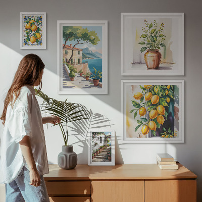 Decorațiune de perete set tablouri Peisaje cu citrice și vegetație