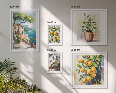 Decorațiune de perete set tablouri Peisaje cu citrice și vegetație
