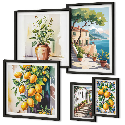 Decorațiune de perete set tablouri Peisaje cu citrice și vegetație