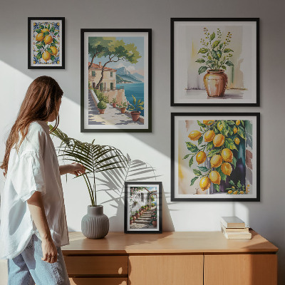 Decorațiune de perete set tablouri Peisaje cu citrice și vegetație
