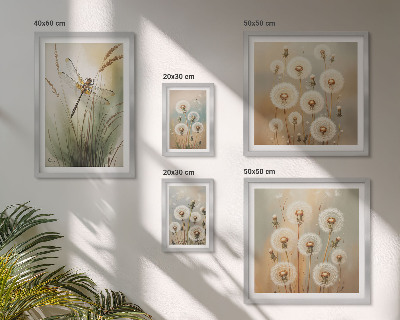 Decorațiune de perete set tablouri Motive florale de libelule și păpădii