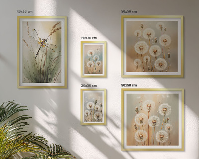 Decorațiune de perete set tablouri Motive florale de libelule și păpădii