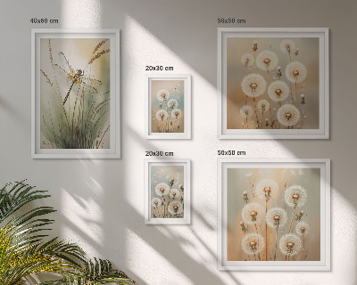 Decorațiune de perete set tablouri Motive florale de libelule și păpădii