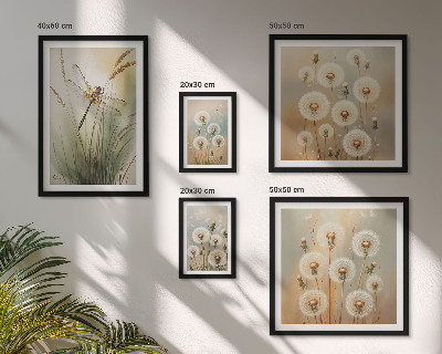 Decorațiune de perete set tablouri Motive florale de libelule și păpădii