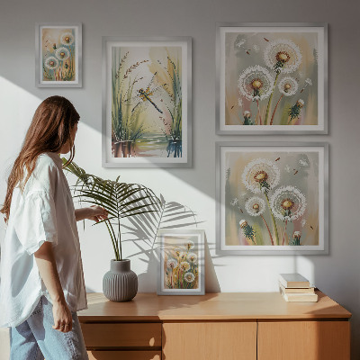 Polyptic înrămat Libelule florale în stil natural