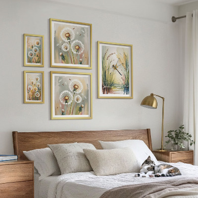 Polyptic înrămat Libelule florale în stil natural