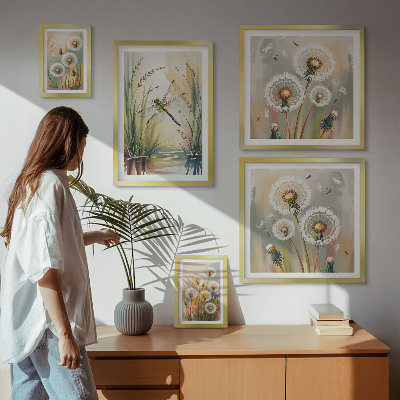 Polyptic înrămat Libelule florale în stil natural