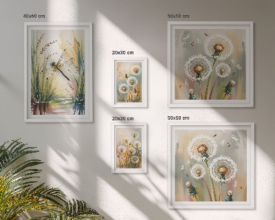Polyptic înrămat Libelule florale în stil natural
