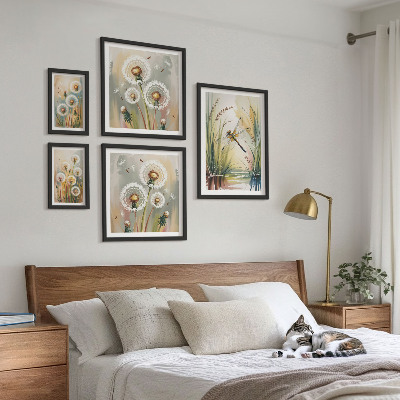 Polyptic înrămat Libelule florale în stil natural