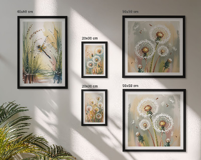 Polyptic înrămat Libelule florale în stil natural