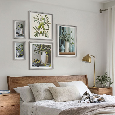 Decorațiune de perete set tablouri Decorațiuni cu măsline verzi în vază