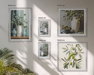 Decorațiune de perete set tablouri Decorațiuni cu măsline verzi în vază