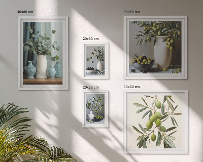Decorațiune de perete set tablouri Decorațiuni cu măsline verzi în vază