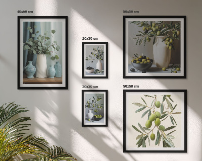 Decorațiune de perete set tablouri Decorațiuni cu măsline verzi în vază