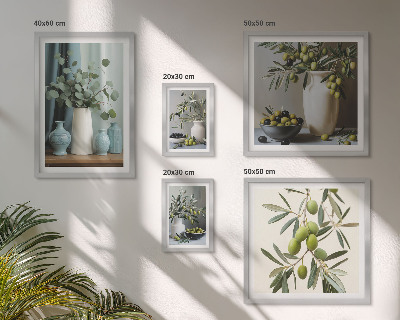 Polyptic înrămat Flori de măsline verzi în stil scandinav