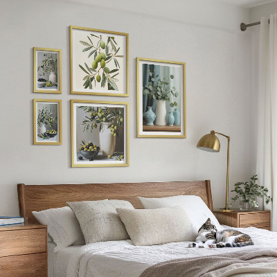 Polyptic înrămat Flori de măsline verzi în stil scandinav
