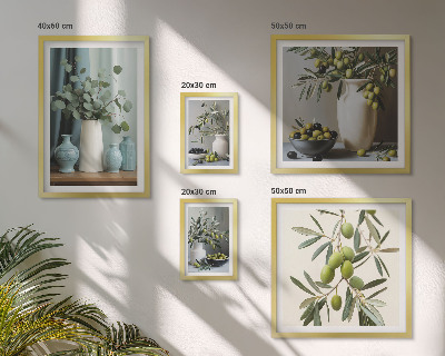 Polyptic înrămat Flori de măsline verzi în stil scandinav