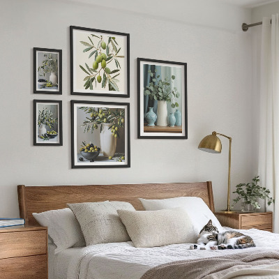 Polyptic înrămat Flori de măsline verzi în stil scandinav
