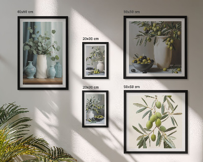 Polyptic înrămat Flori de măsline verzi în stil scandinav