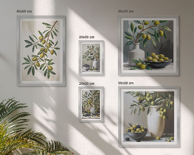 Decorațiune de perete set tablouri Accente de măsliniu într-un interior rustic