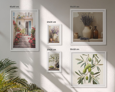 Polyptic înrămat Interioare elegante, flori, fructe