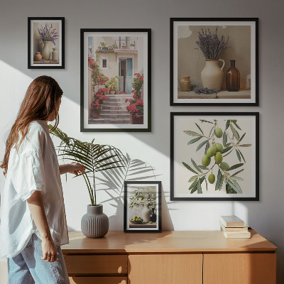 Polyptic înrămat Interioare elegante, flori, fructe