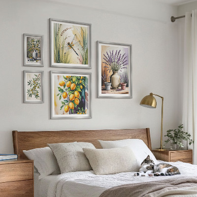 Decorațiune de perete set tablouri Măsline cu lămâie florale rustice