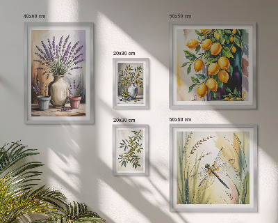 Decorațiune de perete set tablouri Măsline cu lămâie florale rustice