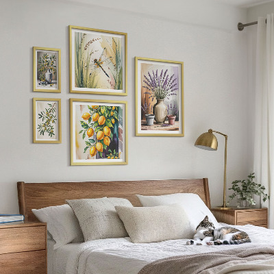Decorațiune de perete set tablouri Măsline cu lămâie florale rustice