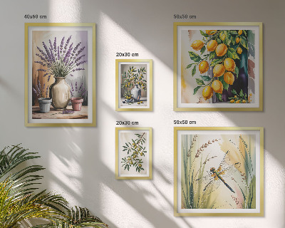 Decorațiune de perete set tablouri Măsline cu lămâie florale rustice