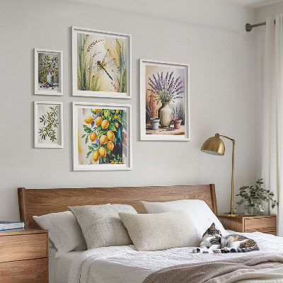 Decorațiune de perete set tablouri Măsline cu lămâie florale rustice